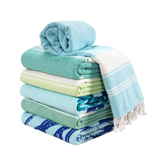 LANE LINEN 6 Pack Oversized Pre-Washed Lightweight Quick Dry Coral Beach Towels - 39"x71"