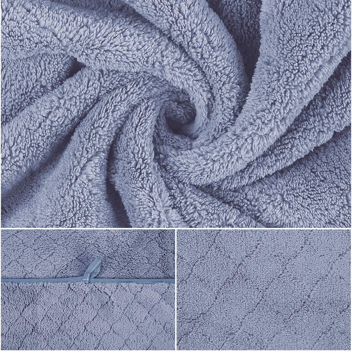 JML Microfiber Bath Towels, Oversized, Ultra Soft, Super Absorbent and Fast Drying, No Fading Large Bathroom Towel Set for Sport, Travel, Fitness, SPA and Yoga (Coral Fleece - Blue, 30 in x 60 in)