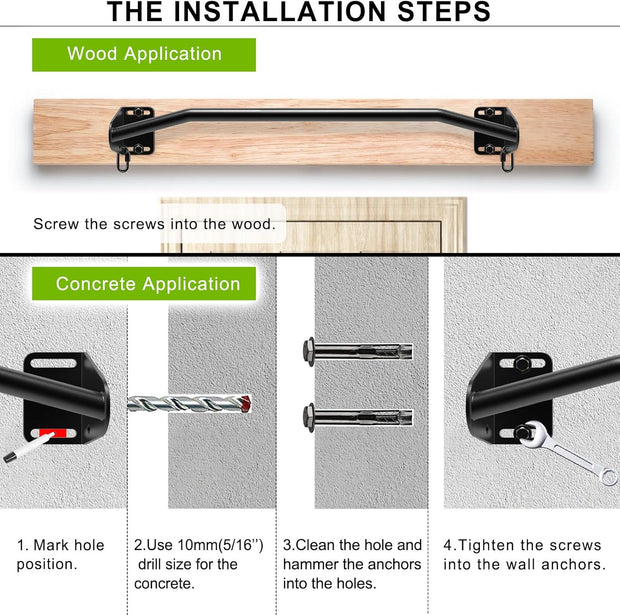 SELEWARE Heavy Duty Welded Pull Up Bar, Versatile Doorway Wall Mount, Joist Mounted, and Ceiling Mounted Chin Up Bars, Thick Metal Sturdy Construction for Full Body Workouts Support 500 lbs