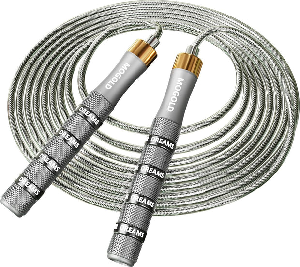 Pro Adjustable Speed Jump Rope - 10ft 4mm PVC Steel Wire with Dual Ball Bearings & 360° Spin - Metal/Rubber Ergonomic Grips for CrossFit, HIIT, Weight Loss, Home Gym Workouts for Men & Women