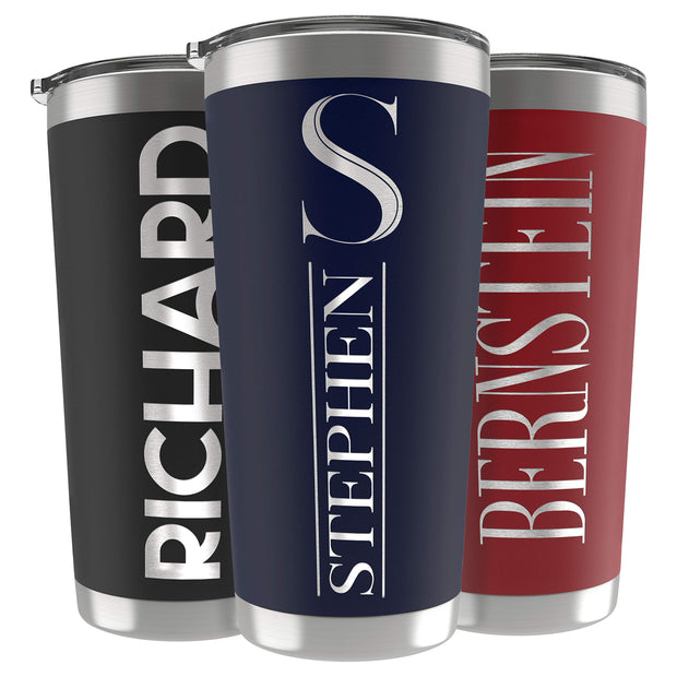 Personalized Gifts For Men - 20 Oz. Custom Tumblers w/Lid, Black - Insulated Travel Coffee Mugs - Optional Straw Set, Stainless Steel Double Wall Coffee Tumbler, Personalized Cups