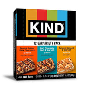 KIND Nut Bars, Variety Pack, Dark Chocolate Nuts & Sea Salt, Peanut Butter Dark Chocolate, and Caramel Almond Sea Salt, Gluten Free, Low Sugar, 5-7g Protein, 12 Count