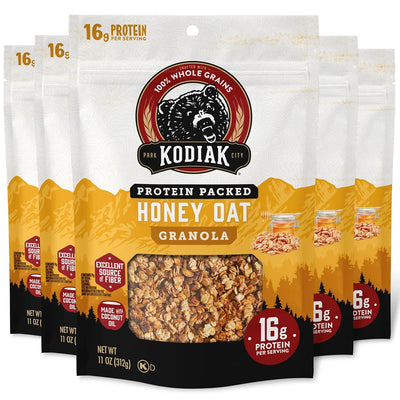 Kodiak Cakes Granola, Honey Oat, High Protein, 100% Whole Grains (Pack of 5 pouches)