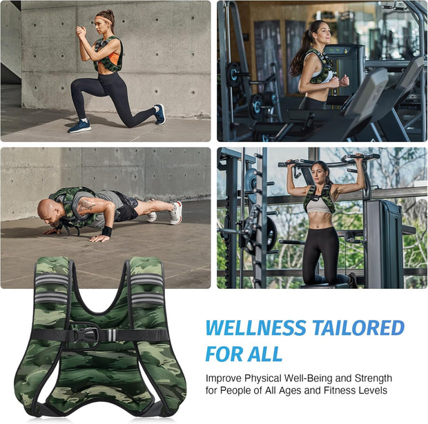 ZELUS Weighted Vest, 6lb/8lb/12lb/16lb/20lb/25lb/30lb Weight Vest with Reflective Stripe for Workout, Strength Training, Running, Fitness, Muscle Building, Weight Loss, Weightlifting