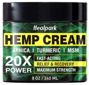 Natural Hemp Cream 8 fl oz - Arnica,MSM, Turmeric, Emu Oil, Menthol, Aloe - Muscles, Joints, Lower Back, Back, Knees, Neck, Fingers, Elbows,Body