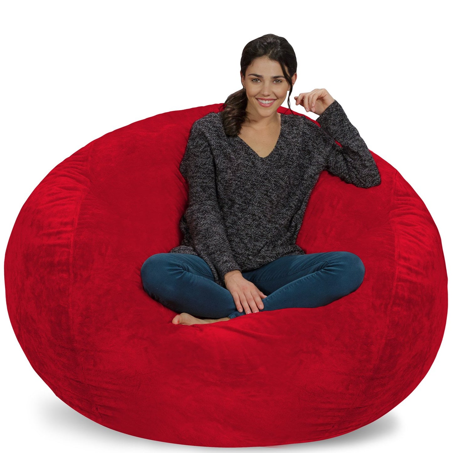 Chill Sack Bean Bag Chair - 5' Giant Memory Foam Lounge Chair with Soft Microfiber Cover – Cozy Furniture for Living Room, Dorm, & Kids' Rooms – Comfortable 5 Ft, Microsuede Lounge Sofa, Orange