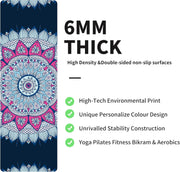 nuveti Yoga Mat Print Extra Thick TPE Non Slip Fitness Exercise Mat with Carrying Bag,72"x24" Extra Thick 6MM Exercise & Workout Mat for Yoga, Pilates Fitness and Floor Exercises