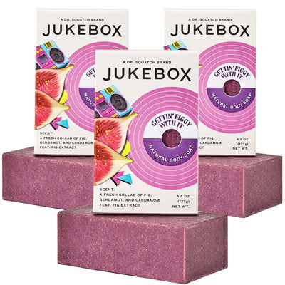 JUKEBOX Soap, Gettin' Figgy With It,Natural Bar Soap for Women,Cold Process,Bath Soap,No Harmful Ingredients,Created for All Skin Types,Fig,Bergamont,Cardamom Scents-a Dr. Squatch Brand-4.5oz, 3 Pack