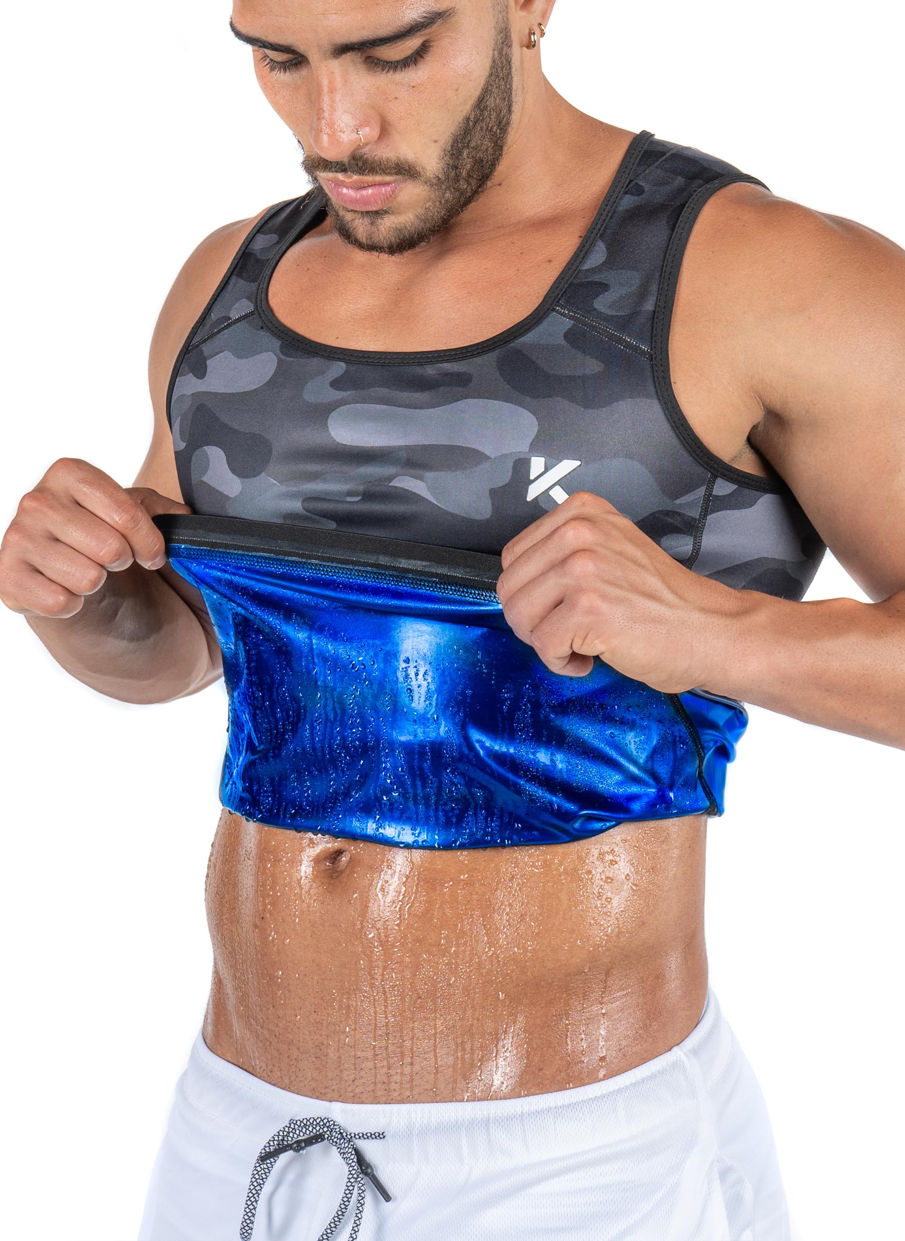 Kewlioo Men's Heat Trapping Pullover Sweat Enhancing Vest - Sauna Suit Shirt Compression Vest Shapewear Top for Gym Exercise