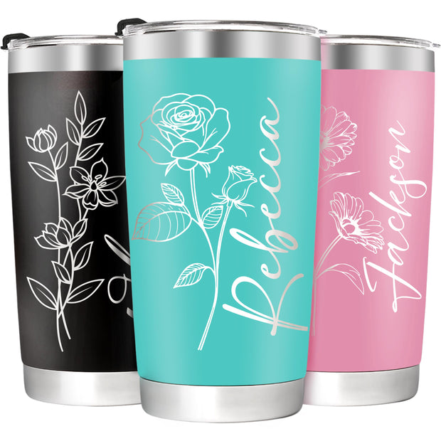 Personalized Tumbler Custom Coffee Tumbler Laser Engrave with Name 20 Oz Stainless Steel Travel Tumbler Cup Mug Personalized Gifts for Birthday Christmas Anniversary for Men Women Kids
