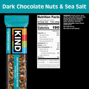 KIND Nut Bars, Dark Chocolate Nuts and Sea Salt, Healthy Snacks, Gluten Free, Low Sugar, 6g Protein, 12 Count
