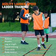 Soccer Training Equipment, Speed Agility Training Equipment for Kids Youth Adults, 20ft Agility Ladder, 4 Hurdles, Jump Rope, 12 Soccer Cones, Running Parachute, Football Training Equipment