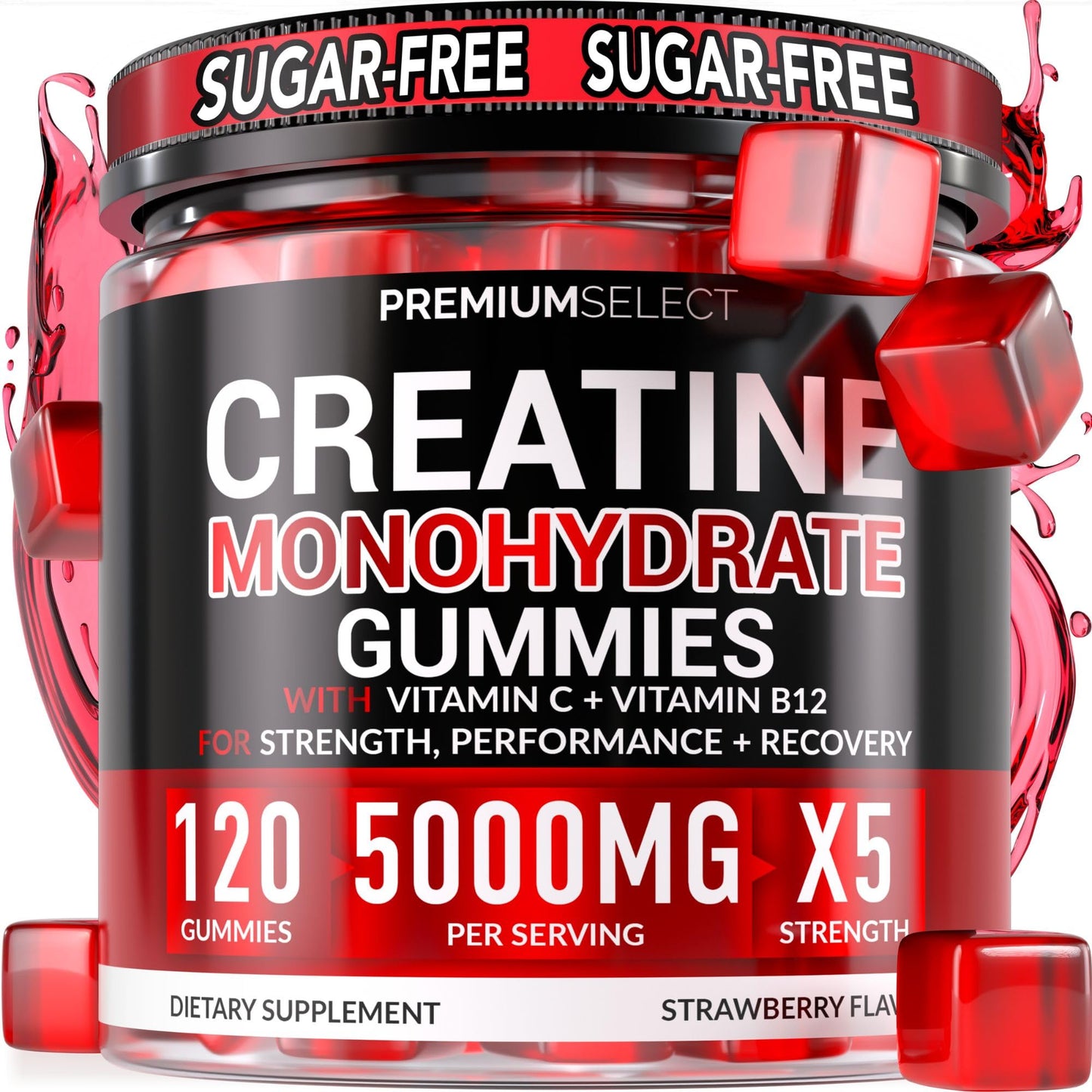 Creatine HCL for Adults 120 Gummies 6200mg - HCL Creatine Advanced Complex with L-Taurine + Vitamin B12 for Men & Women Muscle Strength & Builder, Energy Boost, Pre-Workout & Recovery Supplement