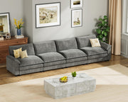 Homall 119" Modular Sectional Sofa, L Shaped Sofa Couch with Reversible Ottoman, DIY Combination Chenille Deep 3-Seat Cloud Couch for Living Room, Apartment (Light Grey, L Shaped Sofa)