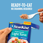 StarKist Chunk Light Tuna in Water, 2.6 oz Pouch (10 Pack) Ready to Eat Wild Caught Tuna, 17g Protein, 70 Calories Per Serving, Gluten Free, Soy Free, Kosher, Perfect for Salads, Keto Meals and Snacks
