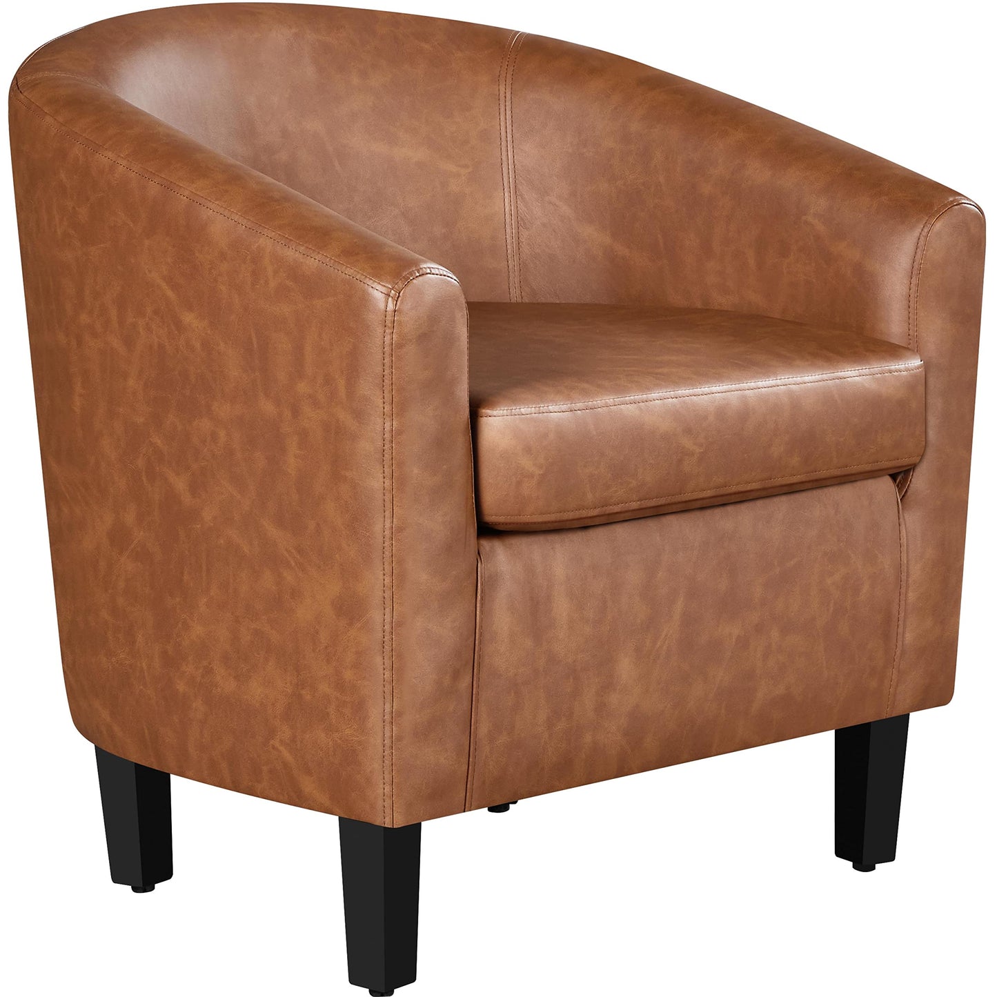 Yaheetech Barrel Chairs Set of 2, Faux Leather Club Armchairs, PU Leather Accent Chairs with Soft Padded Seat for Living Room Bedroom Waiting Reading Room, Black