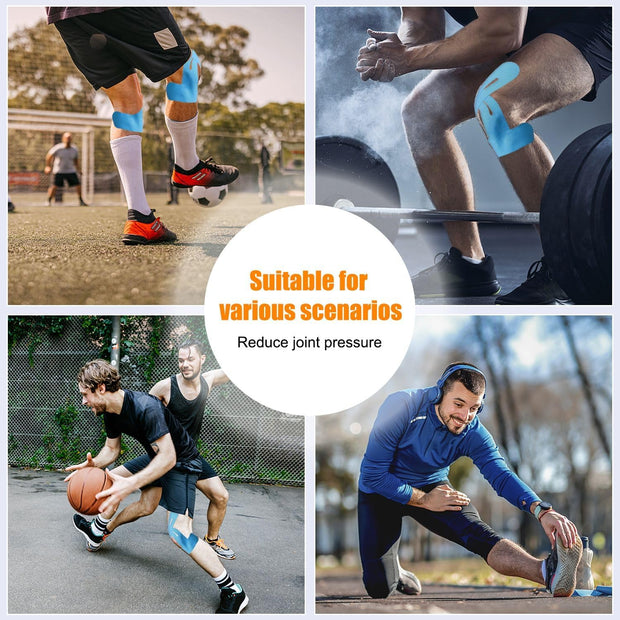 Precut Kinesiology Knee Tape Hypoallergenic Athletic for Knee Pain Knee Tape for Knee Pain Relief Pre Cut Knee Support & Stability, Pain Relief – Breathable