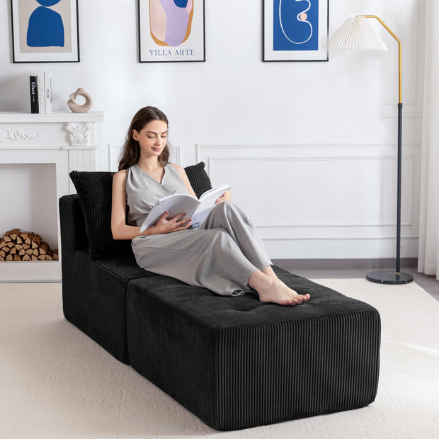 MAXYOYO Modular Sectional Sofa Couch, L Shaped Modern Cloud Couch with 1 Ottoman, Sofa in A Box, Tufted 4-Seat Boneless Sleeper Chair for Living Room, No Assembly Required, Orange