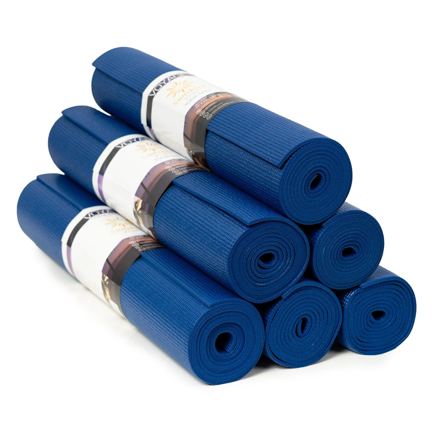 Sunshine Yoga Voyage Yoga Mat, 6 Pack, 72" x 24" Professional Studio and Gym Bulk Yoga Mats, 5mm Thick, Durable, Anti-Tear, Non Slip Fitness and Exercise Mats