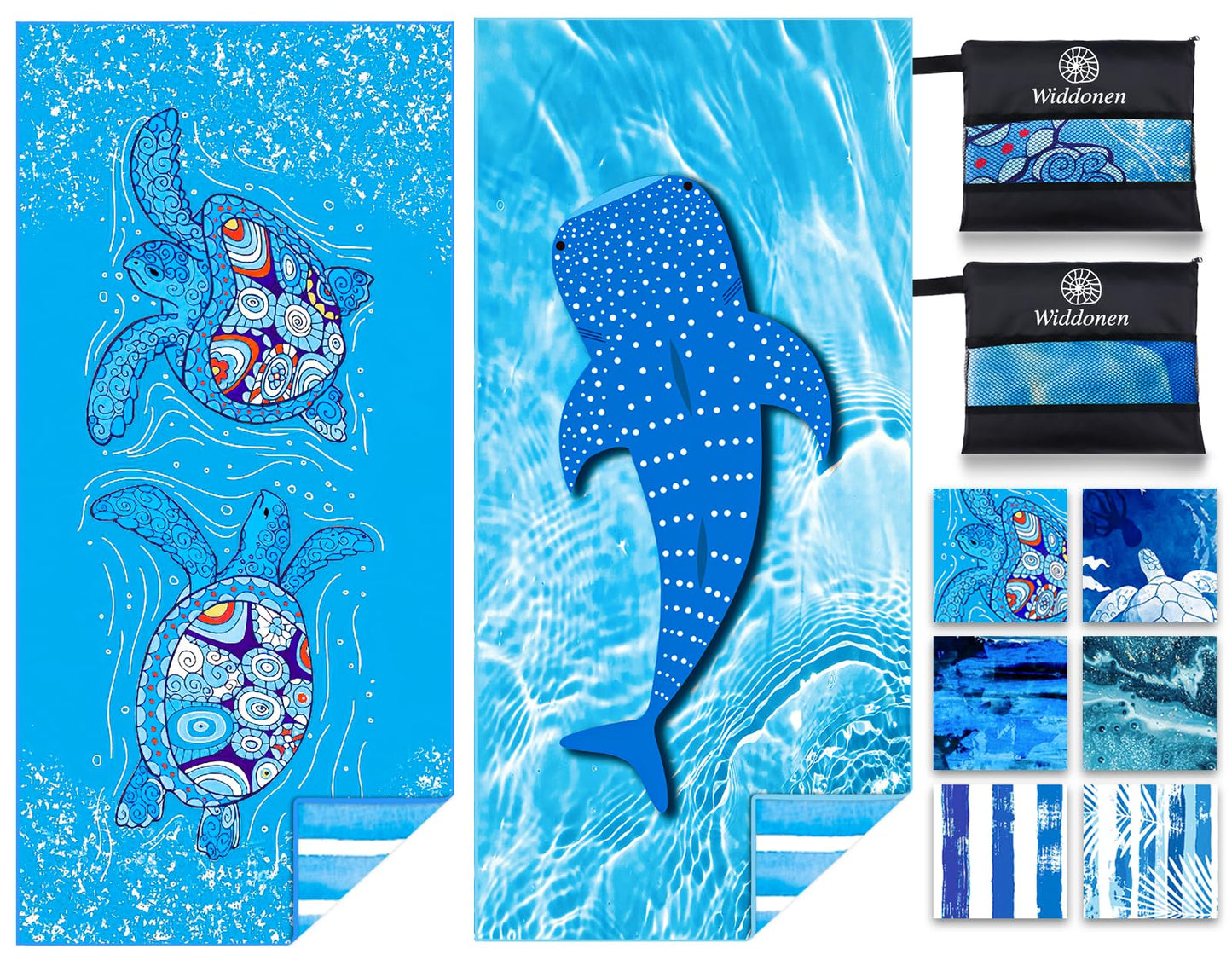 2 Pack Microfiber Lightweight Beach Towel Sand Free Quick Dry Absorbent Thin Compact Towels for Swimming Pool Camping Beach Accessories Large Easy Pack Travel Things for Vacation Essentials Gift