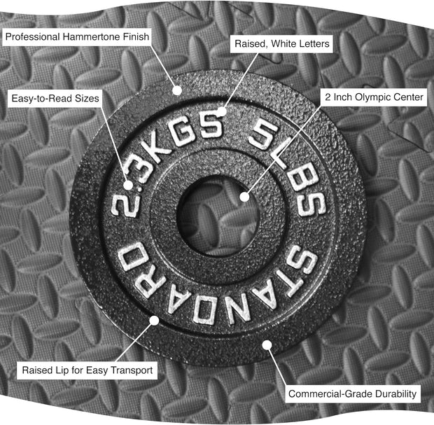 Steel Olympic Plates 355lb Set - Olympic Standard Premium Coated 2.5lb, 5lb, 10lb, 25lb, and 3x 45lb Pairs for Weight Lifting Powerlifting
