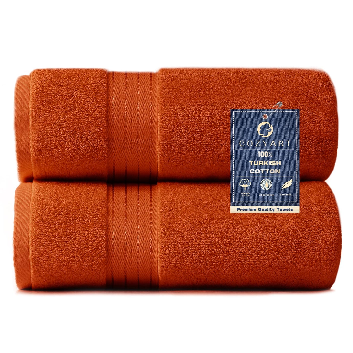 COZYART Burnt Orange Bath Towel Set for Bathroom Turkish Cotton Thick Soft Absorbent Durable 650 GSM Towel Sets of 6, 2 Large Bath Towels, 2 Hand Towels, 2 Washclothes