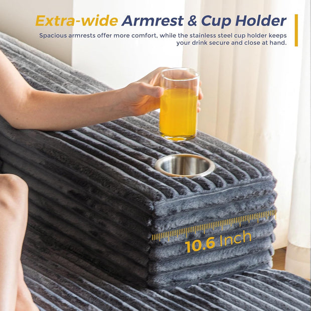 MAXYOYO 110" Modular Sectional Couch with L-Shape Chaise, Modern Boneless Couch for Living Room, Sofa in A Box, Oversized Sofa Sleeper with Deep Seat, No Assembly Required, Dark Grey