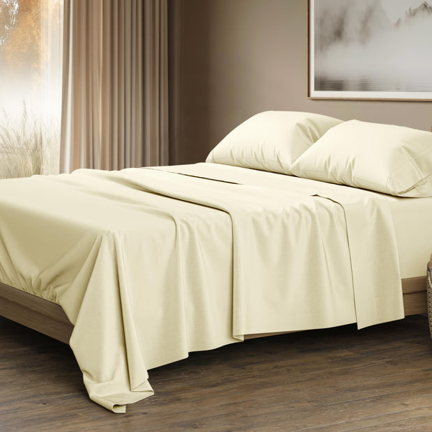 THREAD SPREAD 100% Egyptian Cotton King Size Sheets Set - Luxury 1500 Thread Count Egyptian Cotton Sheets King Size, Silky Soft, Cooling, Sateen Weave 17" Deep Pocket Bed Set - White