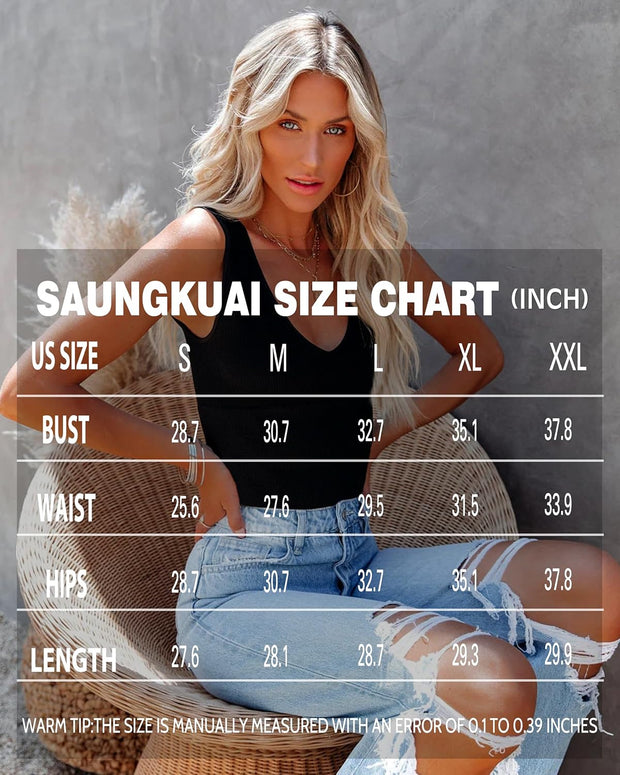 SAUNGKUAI Women’s Bodysuit Sexy Plunge Deep V Neck Backless Sleeveless Tank Thong Body Suits Outfits for Going Out