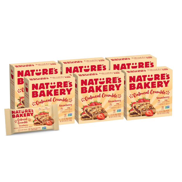 Nature's Bakery Oatmeal Crumble Bars, Strawberry, Real Fruit, Vegan, Non-GMO, Breakfast Bar, 7 Boxes With 12 Bars, 84 Count