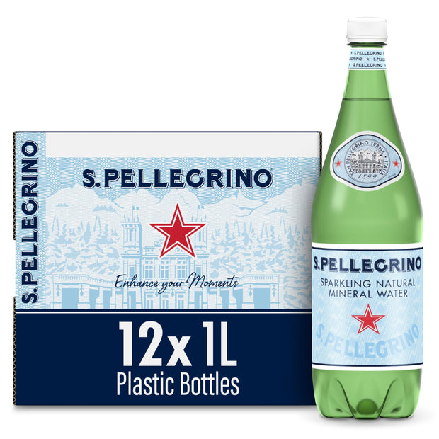 S.Pellegrino Sparkling Natural Mineral Water, Plastic Bottles, 16.9 Fl Oz (Pack of 12)
