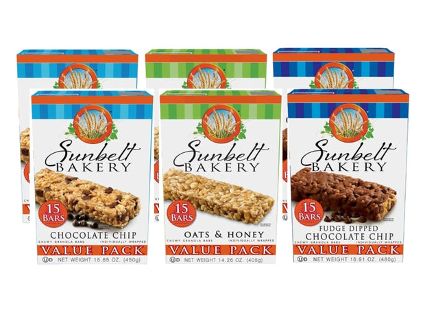 Sunbelt Bakery Fudge Dipped Chocolate Chip Chewy Granola Bars, Value Pack, 15 Count (Pack of 1)