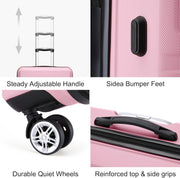 Kono 3 Piece Luggage Sets Expandable(only 28") Lightweight with Spinner Wheels TSA Lock Hardside Travel Rolling Suitcases 20in 24in 28in Carry on Pink