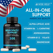 Neuropathy Support Natural Nerve Discomfort Relief - Made in USA - Nerve Antioxidant for Trigeminal Neuralgia, Diabetic & Peripheral Neuropathy - Hands, Neck, Feet & Toes Treatment Formula - 60 Caps