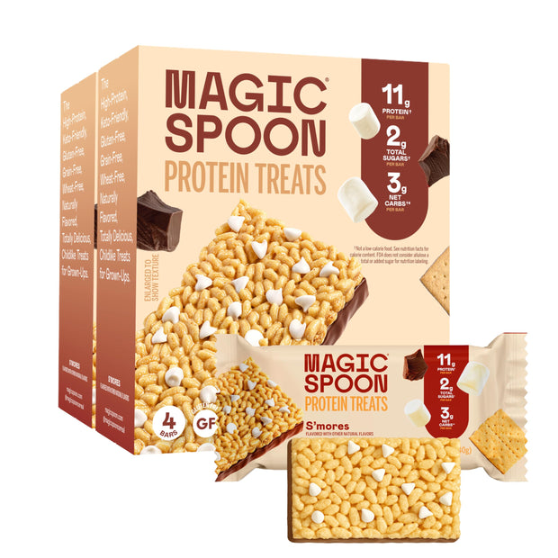 MAGIC SPOON Treats - High Protein, Low Carb, Keto Friendly, Low Sugar, Gluten Free, Crispy Protein Bar Cereal Bar, On-The-Go Healthy Snack (Chocolate PB, 8 Bars)