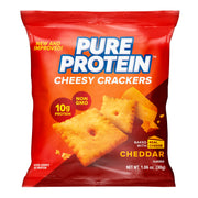 Pure Protein Cheesy Crackers Variety Pack, 6 Hot and Spicy and 6 Cheddar, High Protein Snack, 10G Protein, 1.34 oz, 12 Count