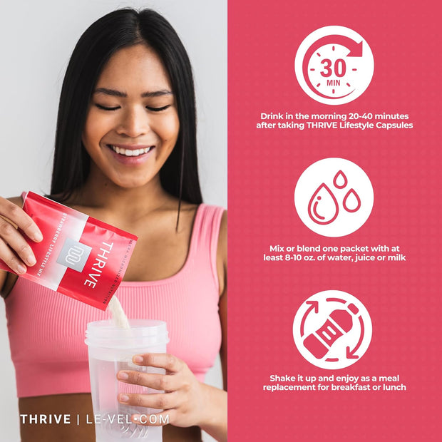 Thrive Protein Shake | 16 Packets (35g Each) | Gluten-Free, Pea Protein, Probiotics, Fiber & Digestive Enzymes | Supports Lean Muscle (16 Packets (Single Servings), Strawberry)