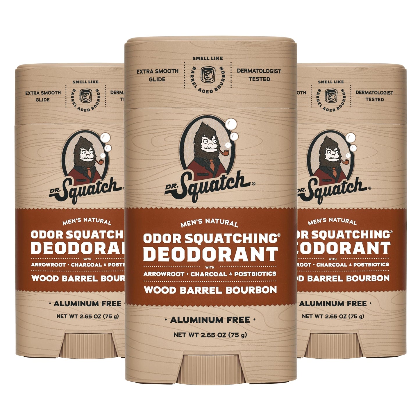Dr. Squatch Natural Deodorant for Men 3 Pack – Odor-Squatching Men's Deodorant Aluminum Free (2.65 oz, 3 Pack)