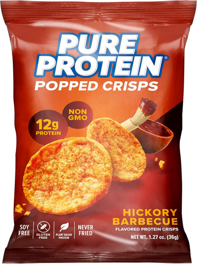 Pure Protein Popped Crisps, Hickory Barbecue, High Protein Snack, 12G Protein, 1.27oz., 12 Count