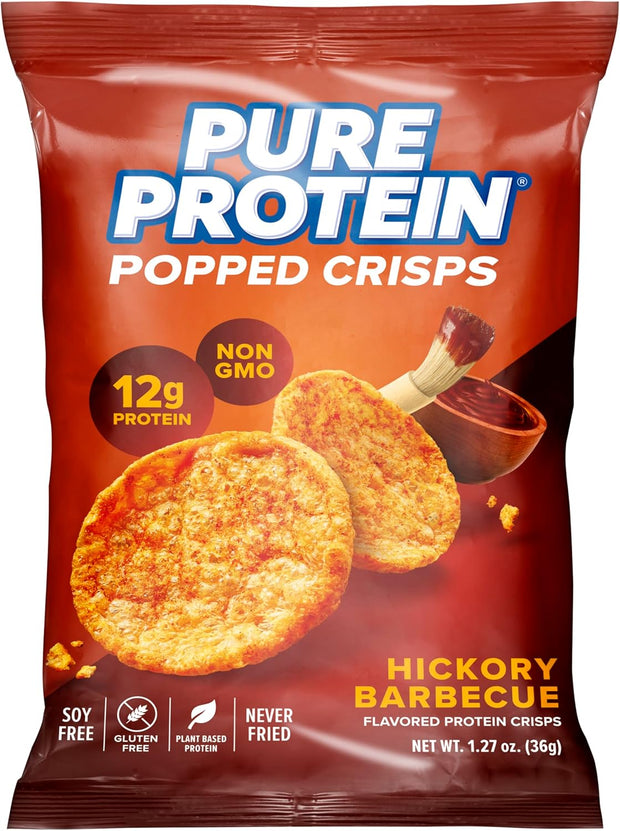 Pure Protein Popped Crisps, Hickory Barbecue, High Protein Snack, 12G Protein, 1.27oz., 12 Count