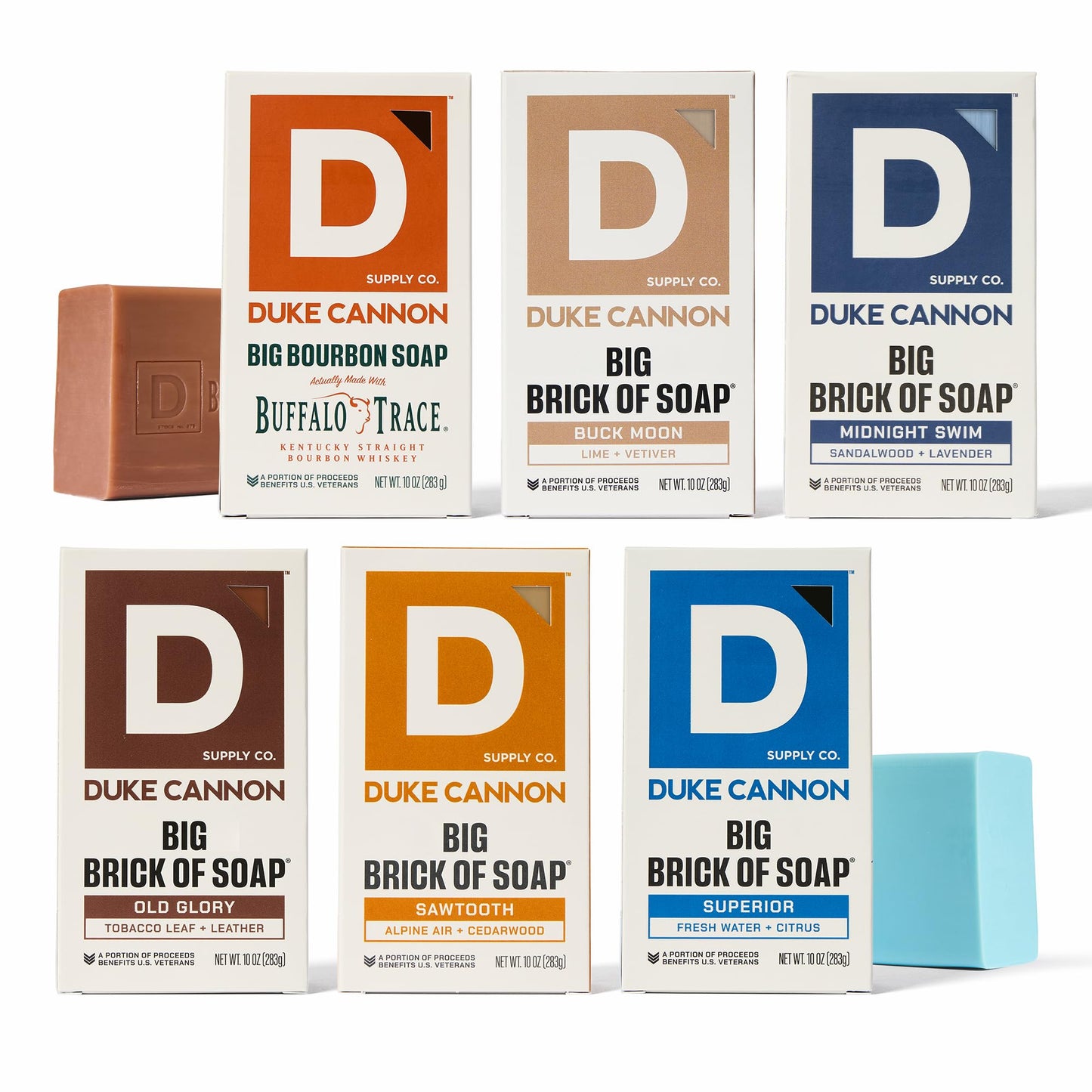Duke Cannon Supply Co. Big Brick of Soap Bar for Men, Variety Pack (Bourbon, Sawtooth, Midnight Swim, Naval Diplomacy, High Country & Gun Smoke) - All Skin Types, 10 oz. (6 Pack)