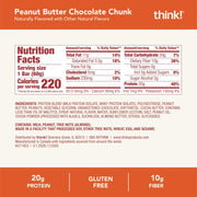 think! Protein Bars, High Protein Snacks, Gluten Free, High Fiber, Peanut Butter Chocolate Chunk, 10 Count