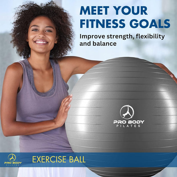 ProBody Pilates Exercise Ball - Multiple Sizes Gym Grade Balance Ball for Fitness, Yoga, Workout, Pregnancy & Physical Therapy