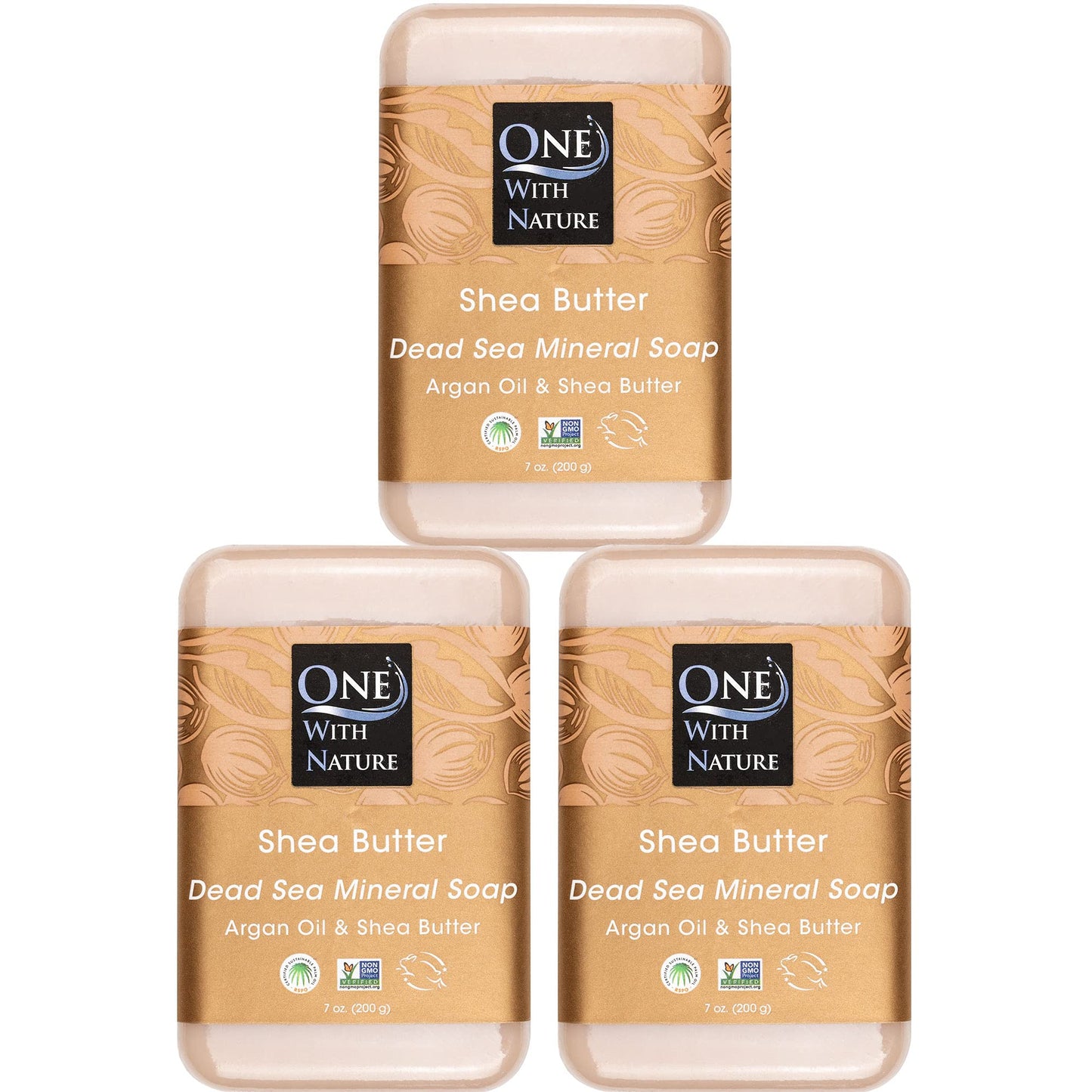 One With Nature Activated Charcoal Soap 4oz 6-Pack Gift Box – Detoxifying and Exfoliating Charcoal Soap Bar with Dead Sea Salt for Face & Body, for Men & Women