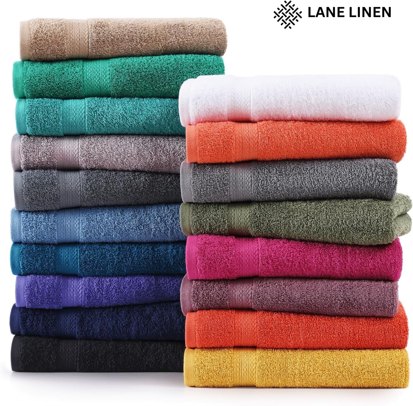LANE LINEN 100% Cotton Ring Spun Bath Towels (28"x54") - 4 Pieces - Large Towels for Bathroom - Quick Drying, Soft & Absorbent Large Shower Towel Set - Used in Gym, Hotel, Spa, Home - Living Coral
