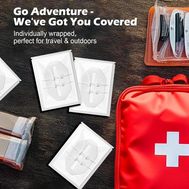 Wound Closure Strips(0.6"x 3.1" - 4 Pcs), Butterfly Bandages for Wound Care, Steri Emergency Laceration Closures Without Stitches for Outdoors Use.