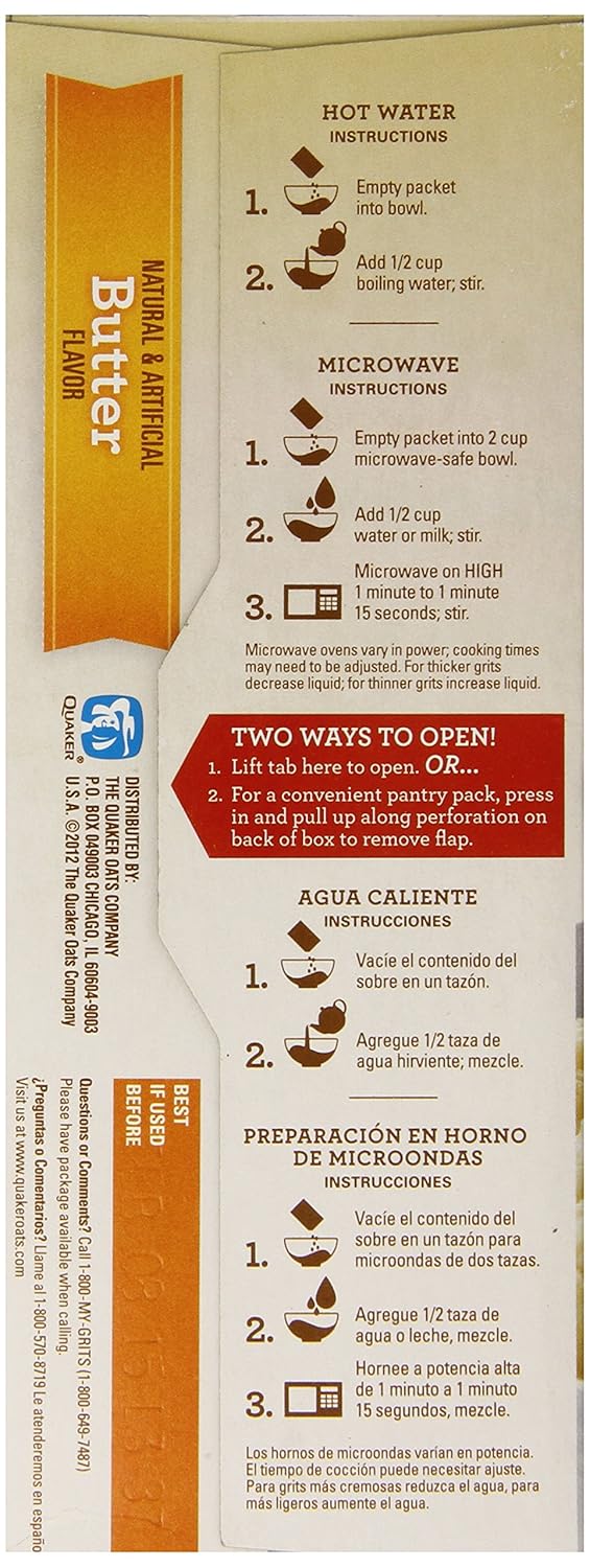 Quaker Instant Grits, Butter, 12 Ounce