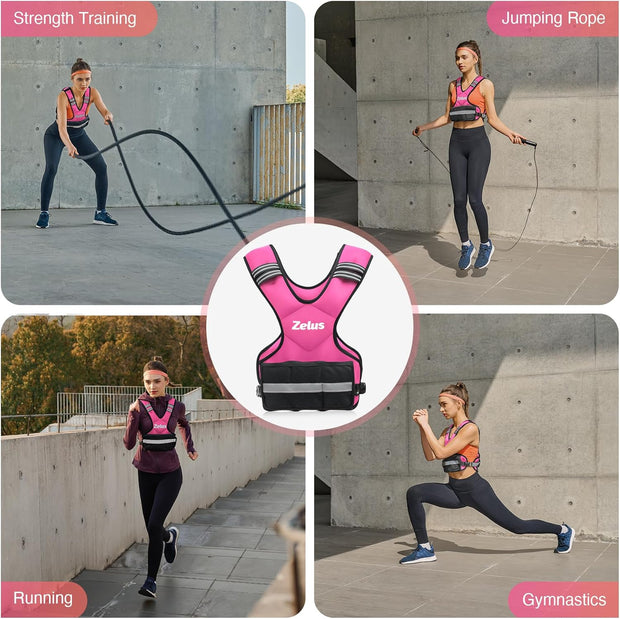 ZELUS Weighted Vest for Men and Women | 4-10lb/11-20lb/20-32lb Vest with 6 Ironsand Weights for Home Workouts | Adjustable Body Weight Vest Exercise Set for Cardio and Strength Training
