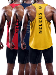 NELEUS Men's 3 Pack Dry Fit Y-Back Muscle Tank Top