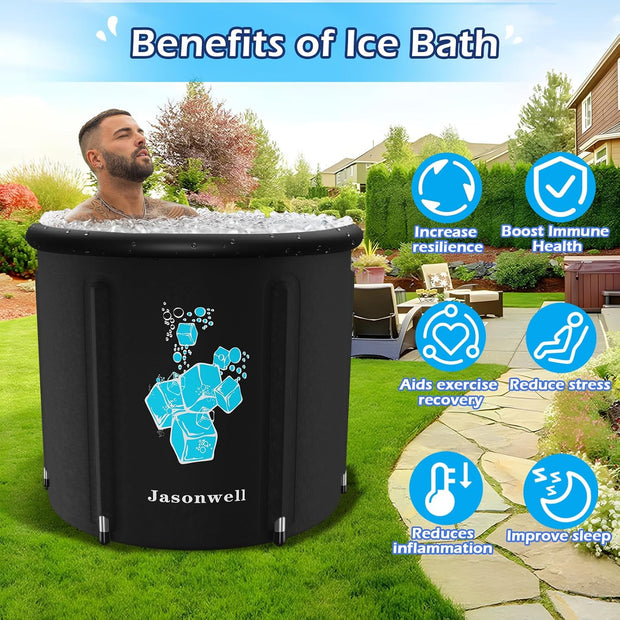 Jasonwell Ice Bath Tub for Athletes - Heavy Duty Cold Water Therapy Plunge Tub Ice Pod for Recovery Portable Ice Barrel Plunge Pool for Outdoor Inflatable Hot Tub Bathtub at Home for Adults